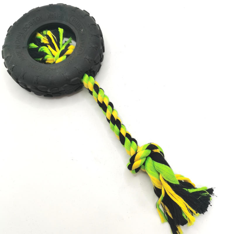 Cotton Rope With Tyre Dog Chew Toy