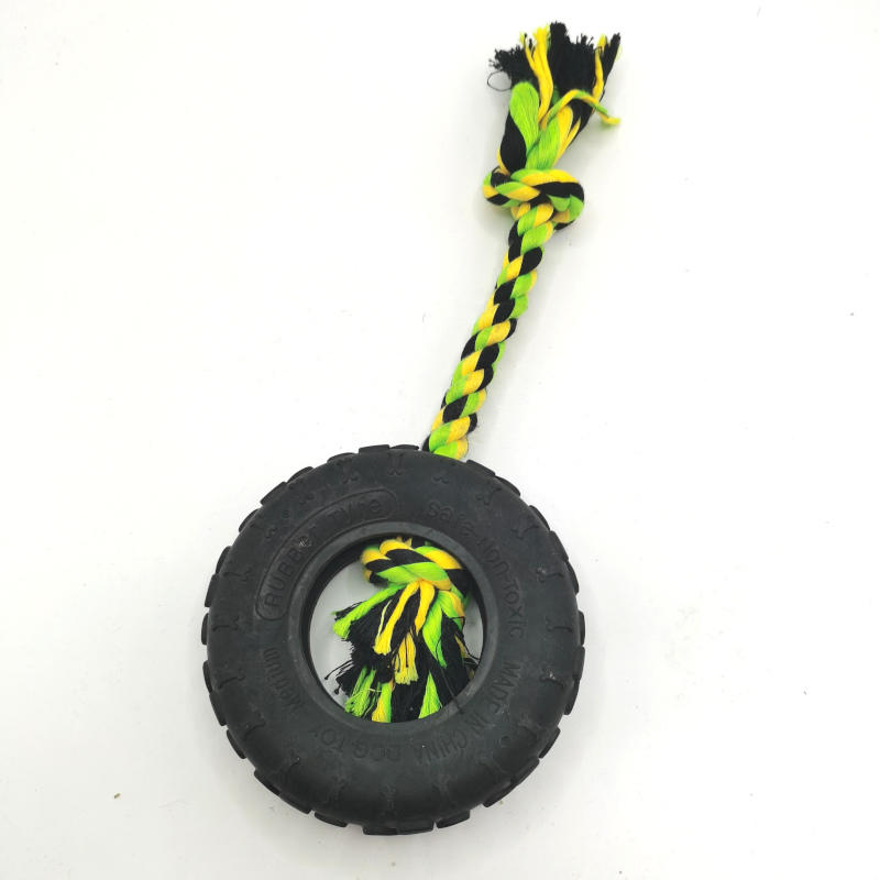 Cotton Rope With Tyre Dog Chew Toy